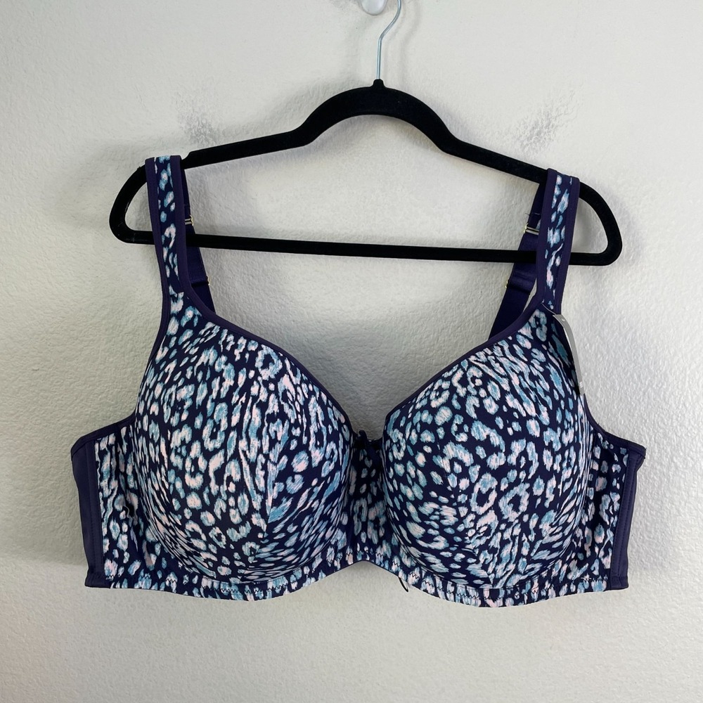 NEW Avenue 52DDD Blue Animal Print Bra Balconette Underwired Light Padding